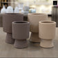 Oksana Ribbed Stoneware Vase with Tapered Pedestal Base