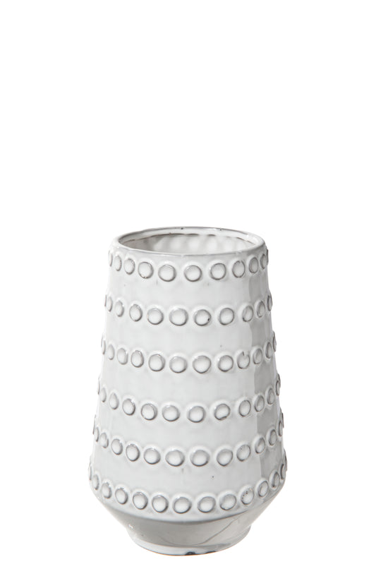 Ceramic Round Vase Gloss Finish Gray-9.25"H