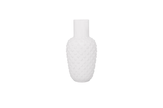 Ceramic Round Vase Gloss Finish White-13.50"H