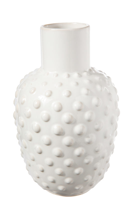 Ceramic Round Vase Gloss Finish White-10.00"H -224