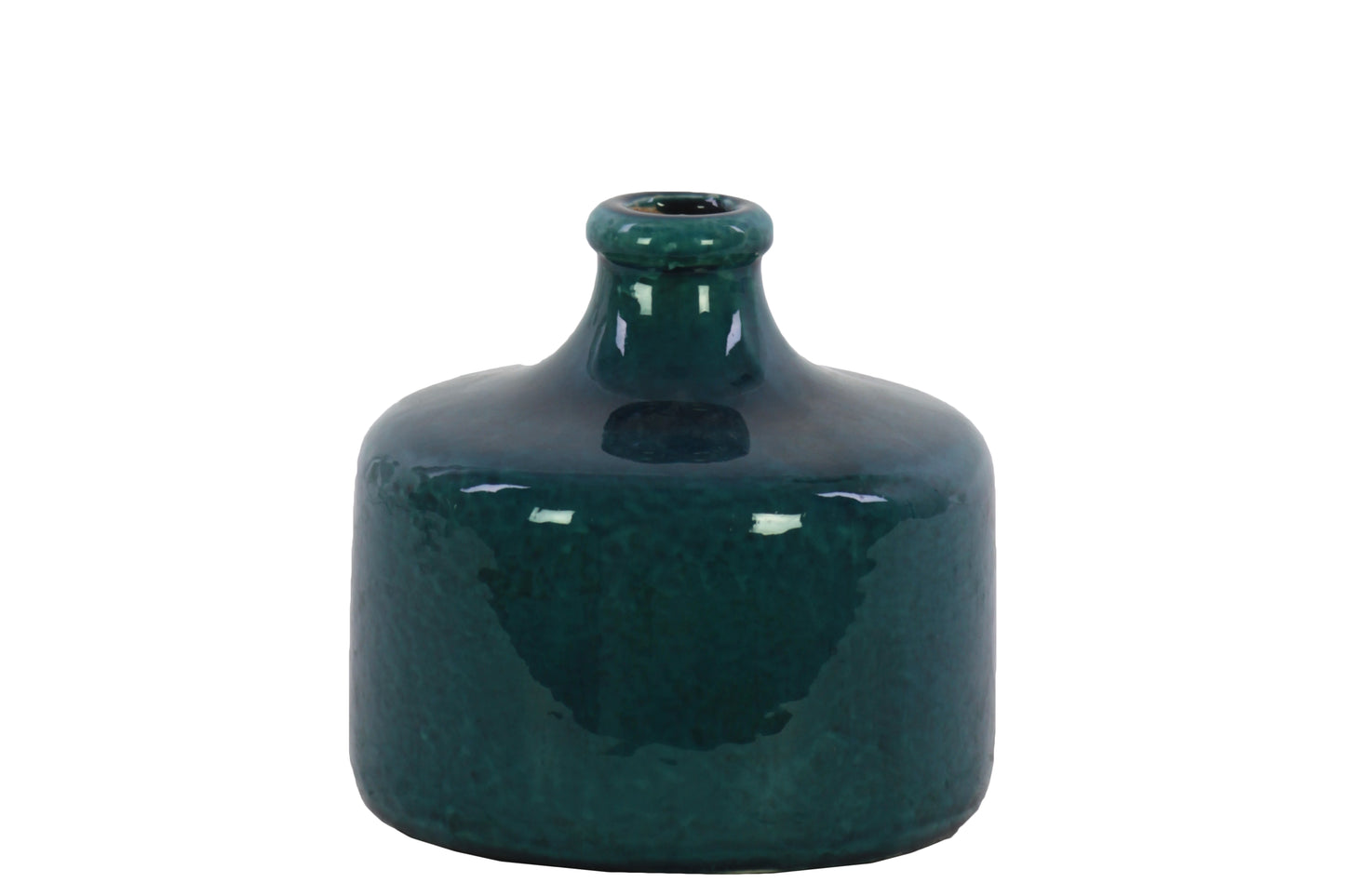Ceramic Vase Gloss Distressed Finish Turquoise-6"H