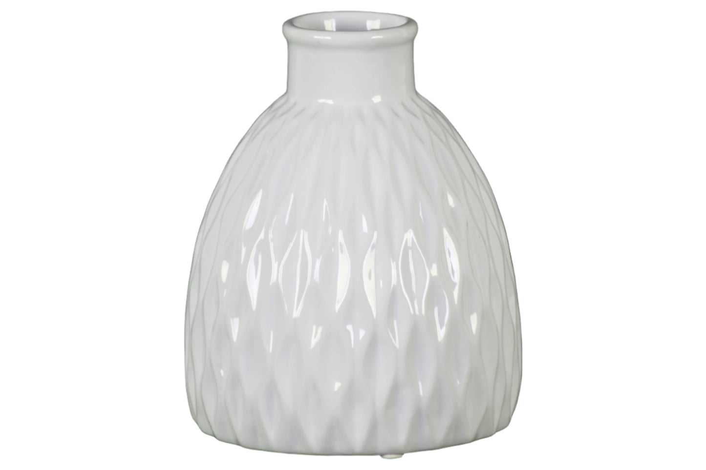 Ceramic Vase Gloss Finish White-7.25"H