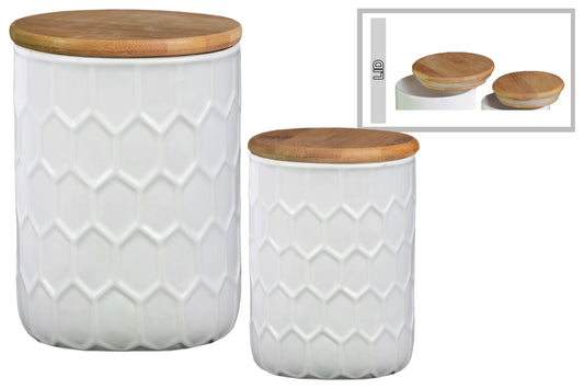 Ceramic Canister Gloss Finish White-6.75"H -58