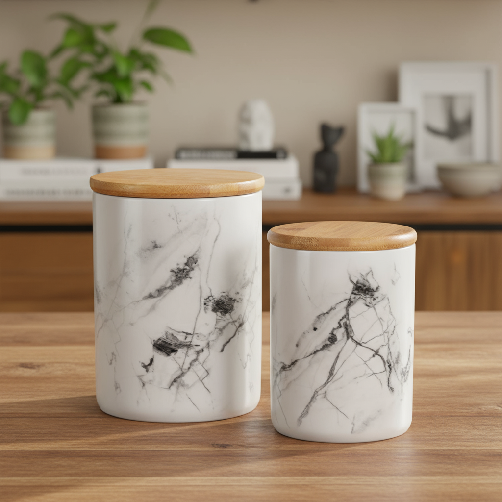 Yelina Ceramic Round Canister Set (Set of 2)