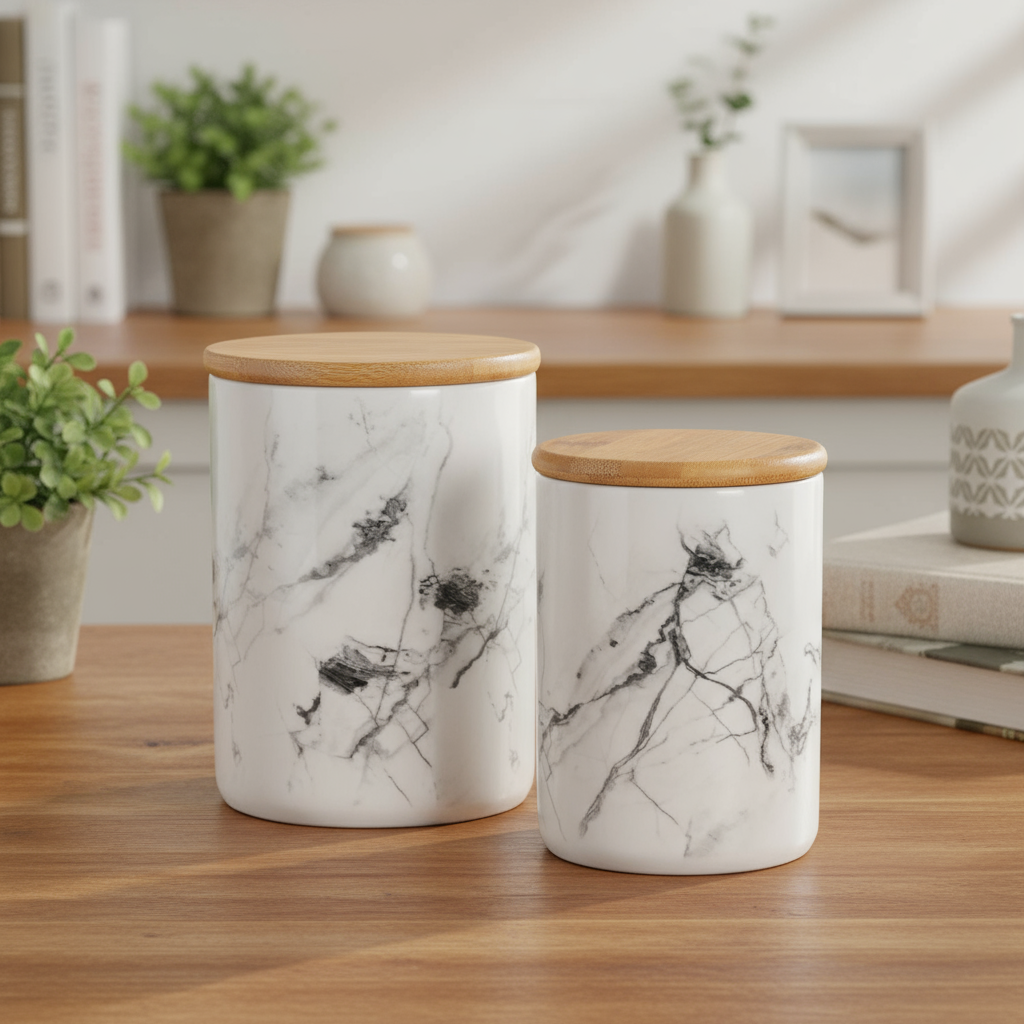 Yelina Ceramic Round Canister Set (Set of 2)