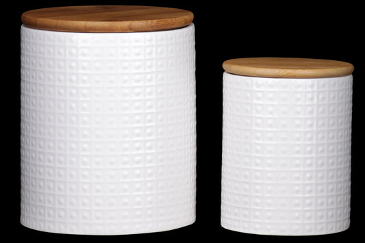 Ceramic Round Canister Coated Finish White..5.25"x5.25"x6.25"H -111
