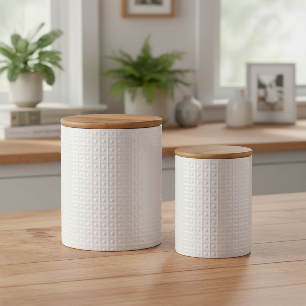 Kassandra Ceramic Round Canister Set (Set of 2)