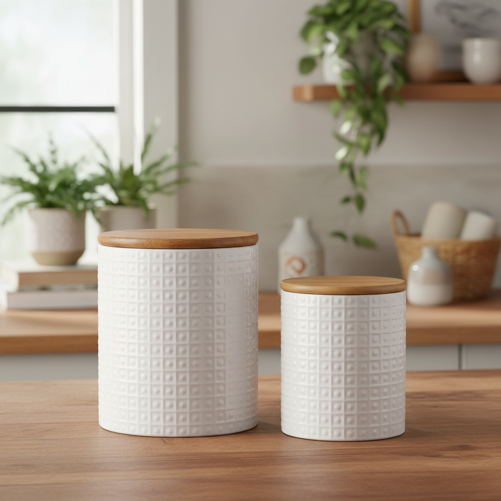Kassandra Ceramic Round Canister Set (Set of 2)