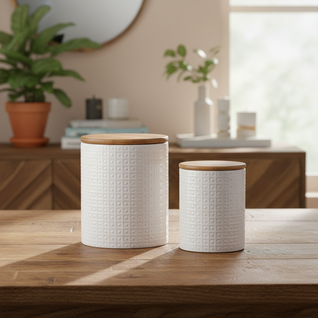 Kassandra Ceramic Round Canister Set (Set of 2)