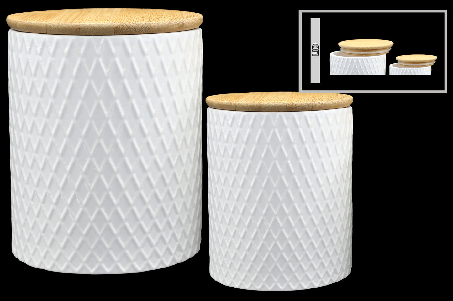 Ceramic Round Canister Coated Finish White - 6.75"H -109