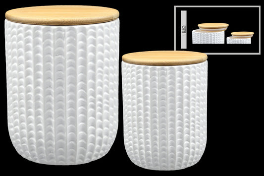 Ceramic Round Canister Coated Finish White - 6.75"H -110