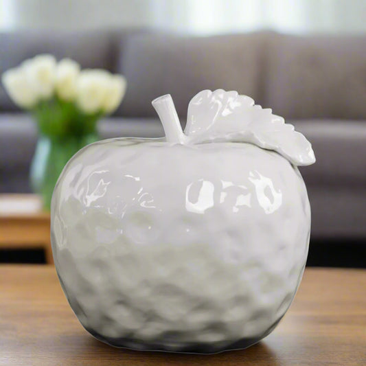 Ceramic Apple Figurine Gloss Finish White