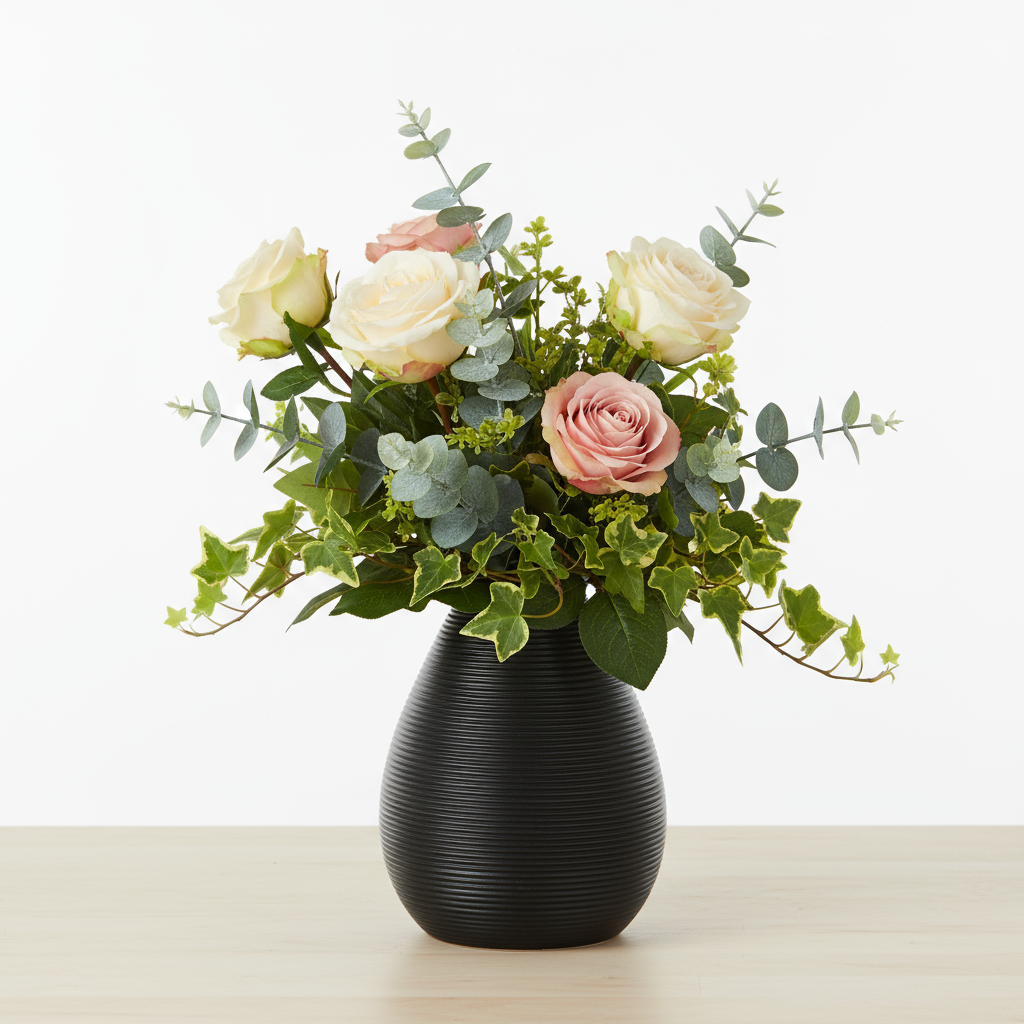 Prienne Bellied Ceramic Ribbed Vase