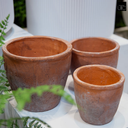 Ceramic Pot Washed Finish Vermilion-5"H