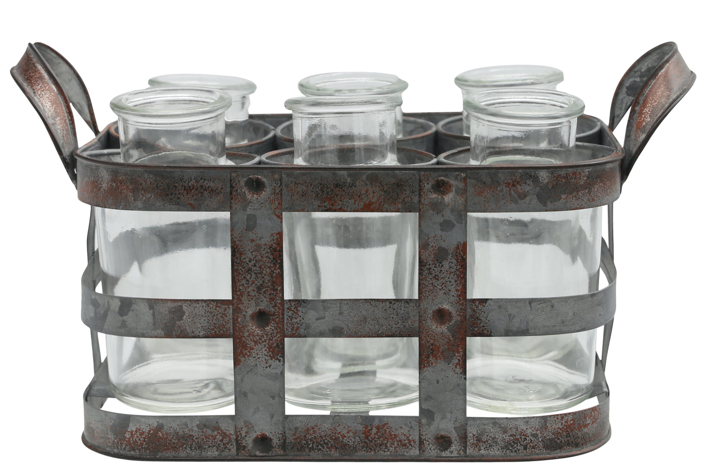 Metal Bud Vase Holder Tarnished Finish Gray-6.50"H -280
