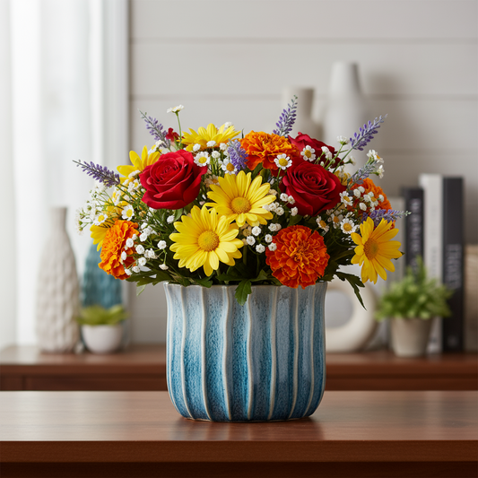 Audrey Ceramic Tall Oval Vase