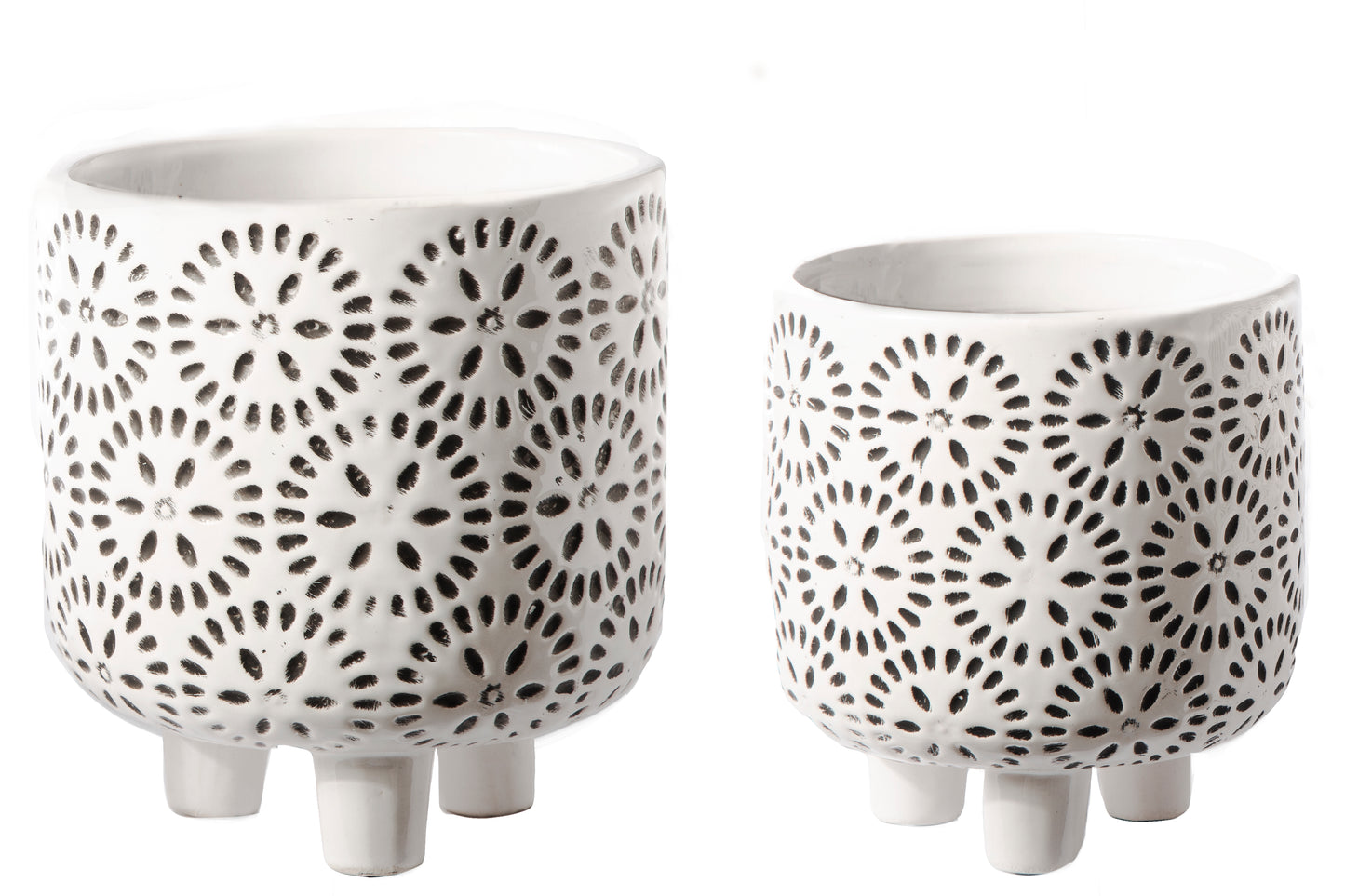 Ceramic Round Pot Gloss Finish White-6.50"H -161