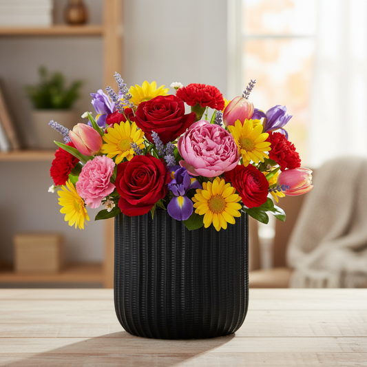 Jayella Ceramic Oval Vase with Debossed Overlay Column Pattern