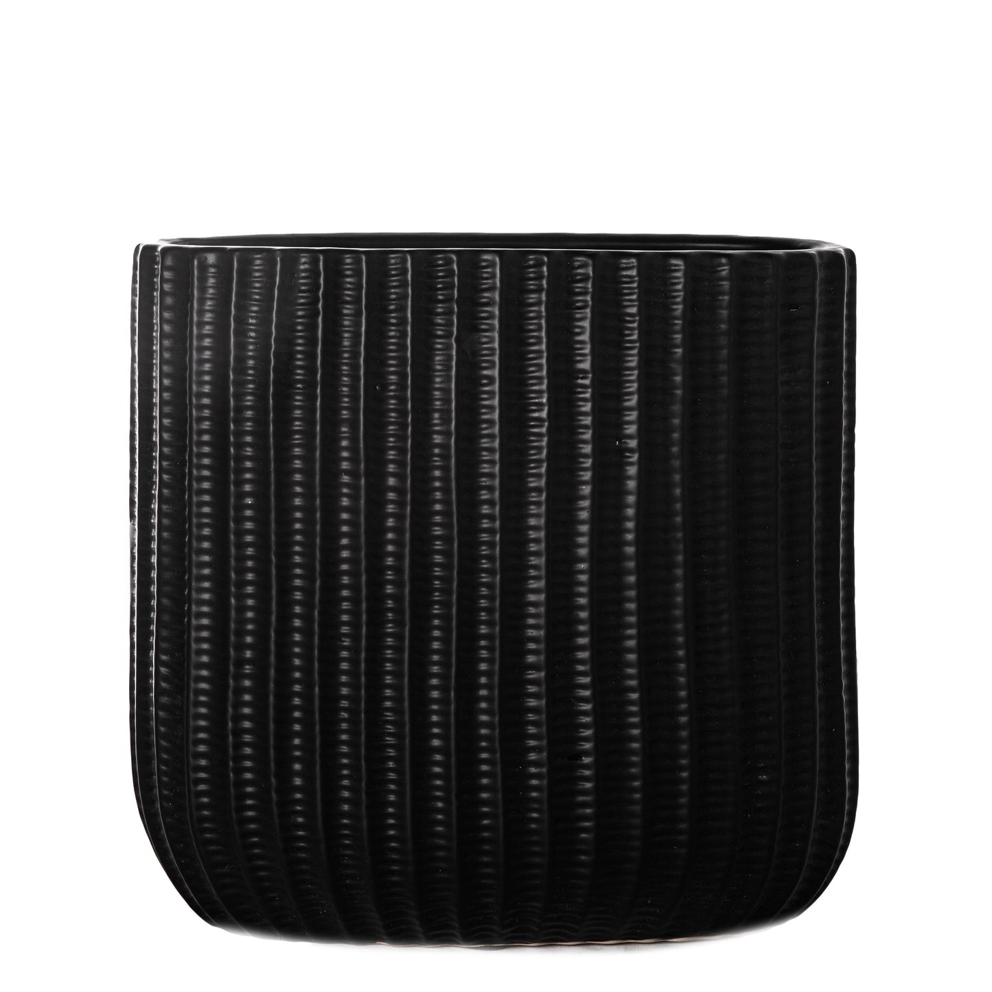 Jayella Ceramic Oval Vase with Debossed Overlay Column Pattern