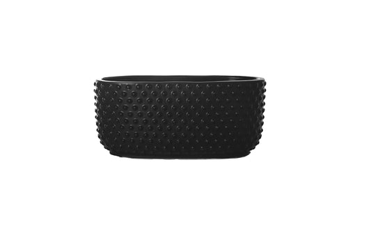 Ceramic Low Oval Vase Matte Finish Black-4.75"H