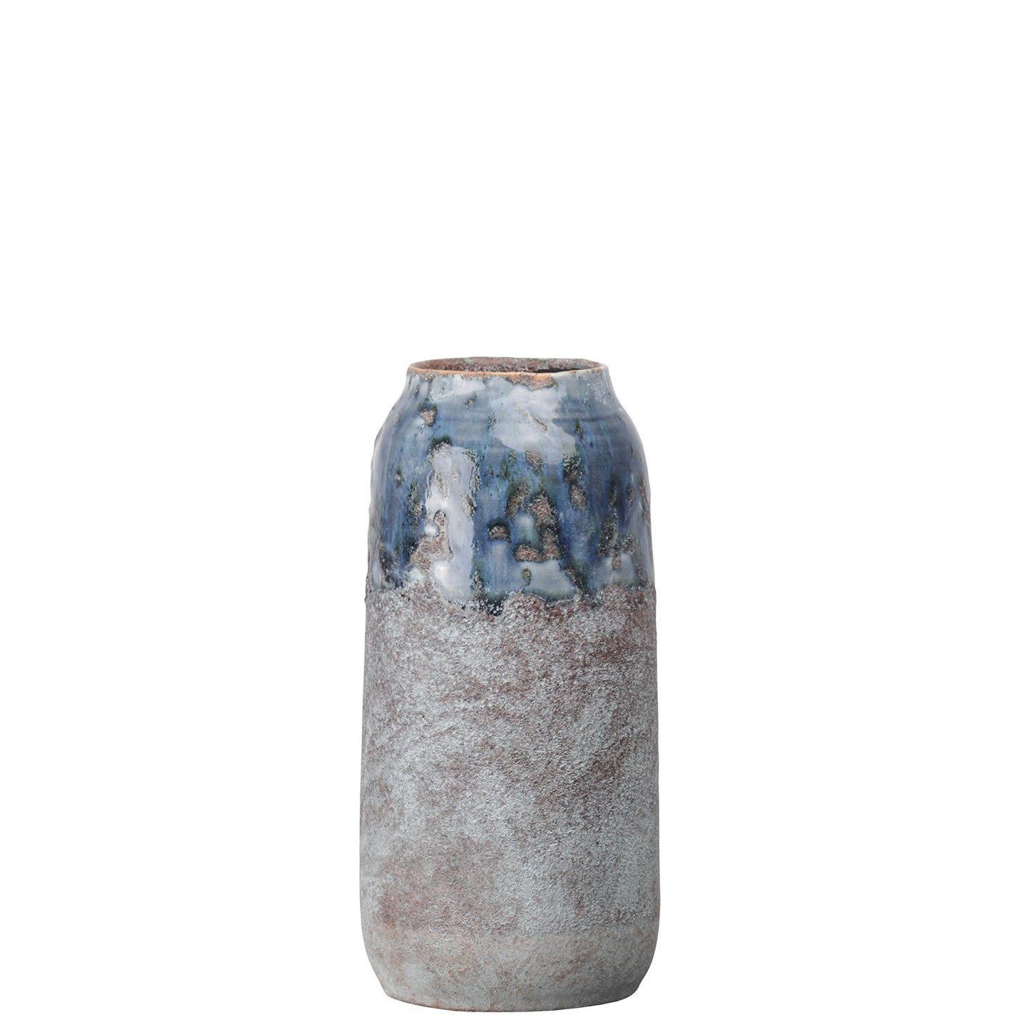 Arya Ceramic Round Vase with Irregular Lip and Marbleized Top Design
