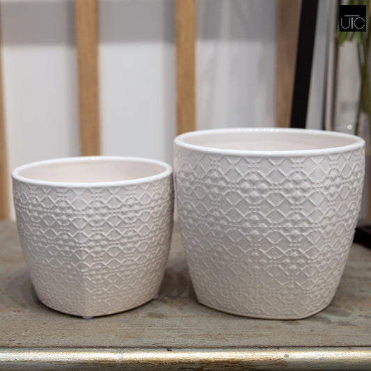 Ceramic Pot Gloss Finish White-5.25"H -76