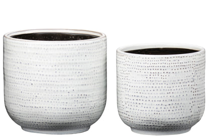 Ceramic Round Pot Gloss Finish Ivory..6.25"x6.25"x5.75"H -152