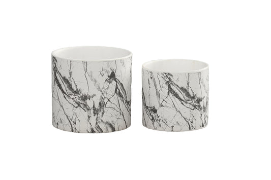 Ceramic Round Pot Matte Finish White-6.25"H -205