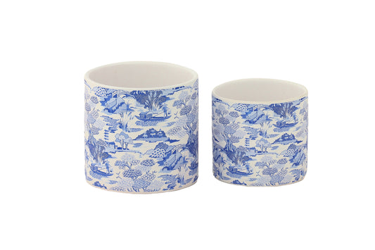 Ceramic Round Pot Matte Finish Blue-6.25"H -179