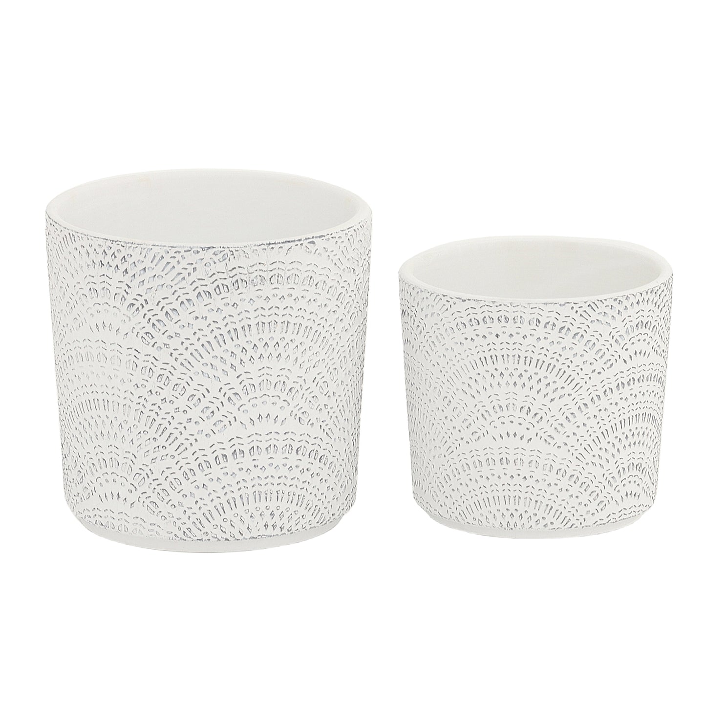 Selva Gray Cement Shell Texture Planter Set (Set of 2)