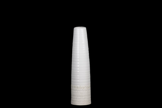 Ceramic  Round Vase Gloss Rough Finish Ivory