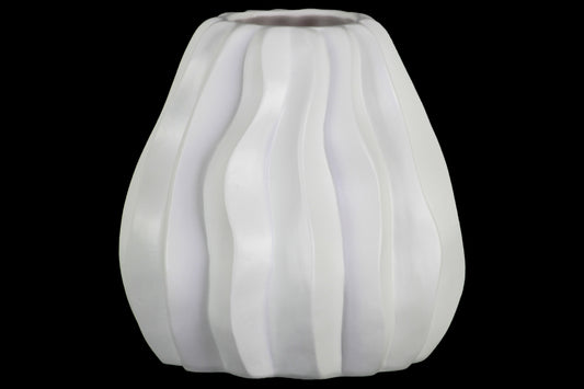 Ceramic Vase Matte Finish White-7"H