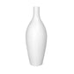 A matte finish white ceramic vase with a ribbed design body and a tapered bottom.