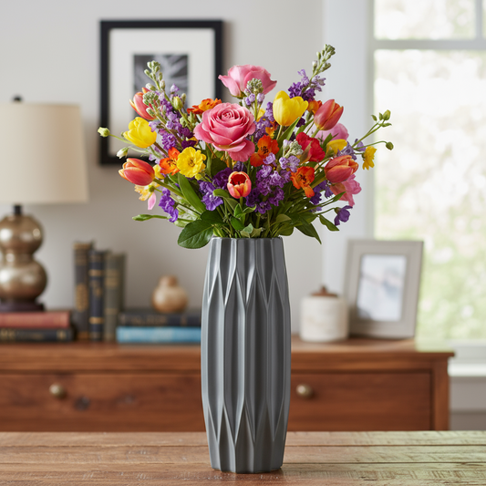 Leelie Ceramic Patterned Bellied Round Vase