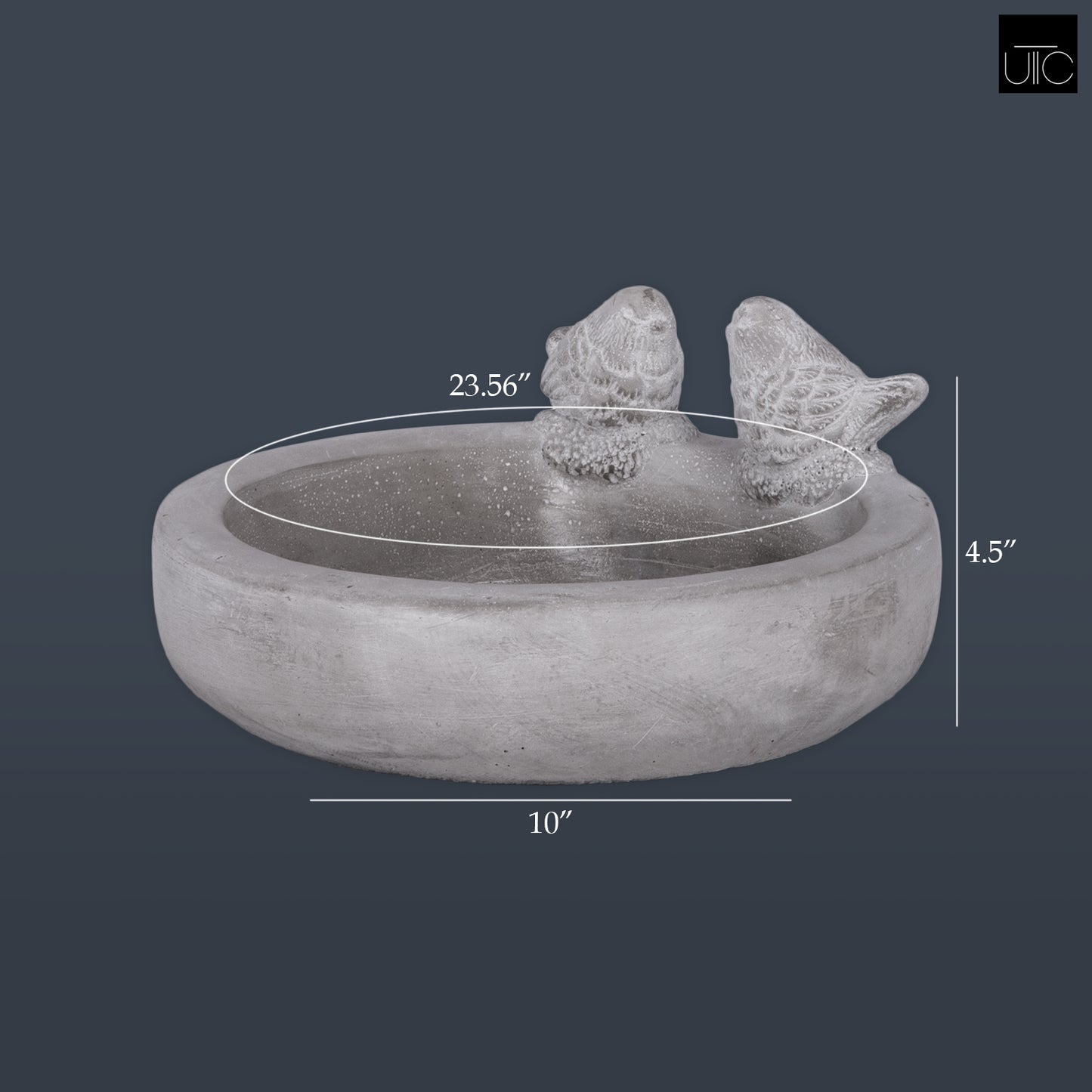 Rizze Engraved Floral Bird Bath Figurine