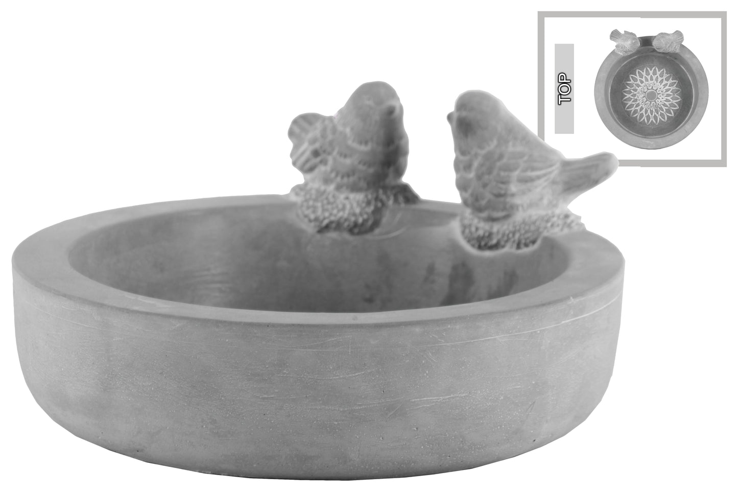 Rizze Engraved Floral Bird Bath Figurine