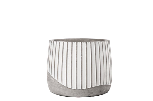 Cement Round Pot Distressed Concrete Finish