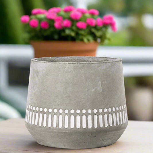 Talia Cement Tribal Round Pot