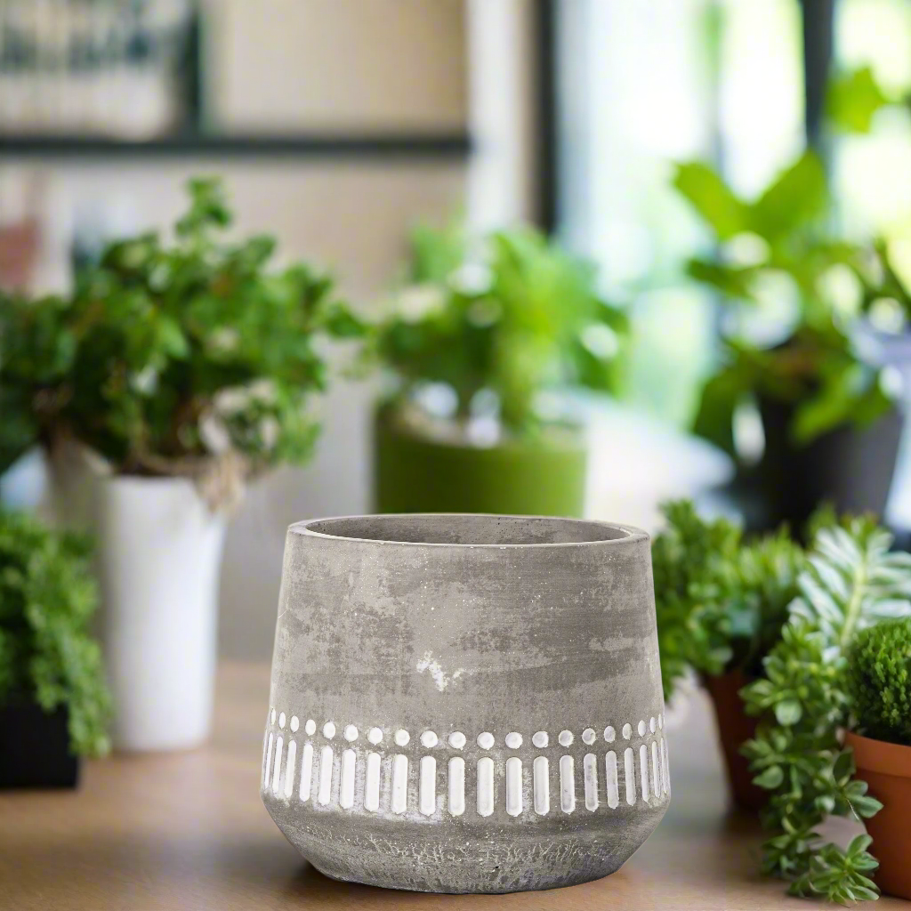 Talia Cement Tribal Round Pot