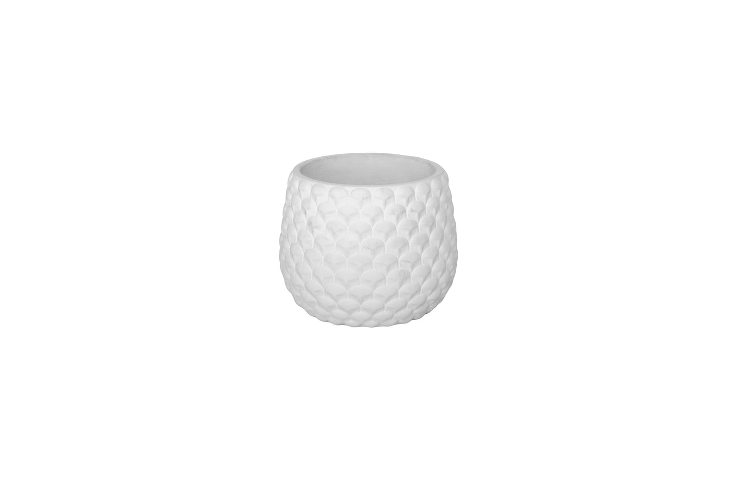 Cement Round Pot Concrete Finish White-5.25"H