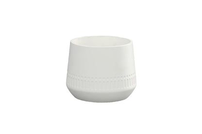 Cement Round Pot Painted Concrete Finish White