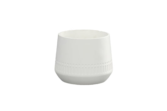 Cement Round Pot Painted Concrete Finish White