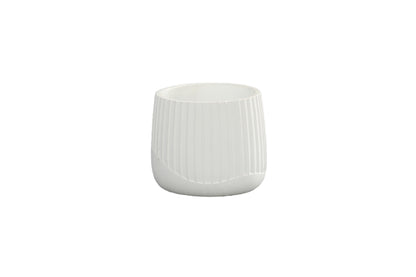 Cement Round Pot Painted Concrete Finish White