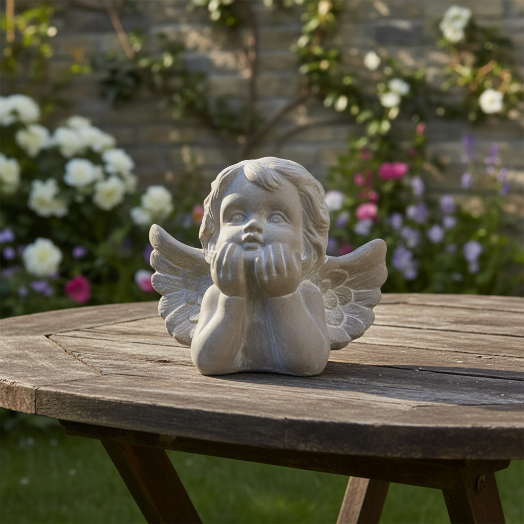 Uriel Resting Cherub Cement Figurine