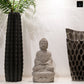 Cement Meditating Buddha Figurine Concrete Finish Gray-14.25"H