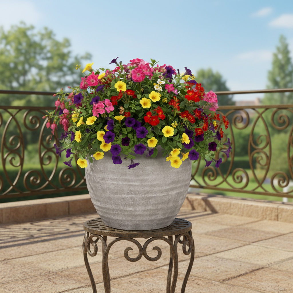 Della Rustic Jar-Style Cement Planter