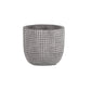 Light Gray Cement Round Pot with Engraved Square Lattice and Tapered Bottom