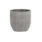 Light Gray Cement Round Pot with Engraved Square Lattice and Tapered Bottom