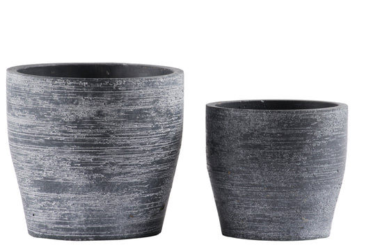 Terracotta  Round Pot Combed Finish Gray-5.5"H