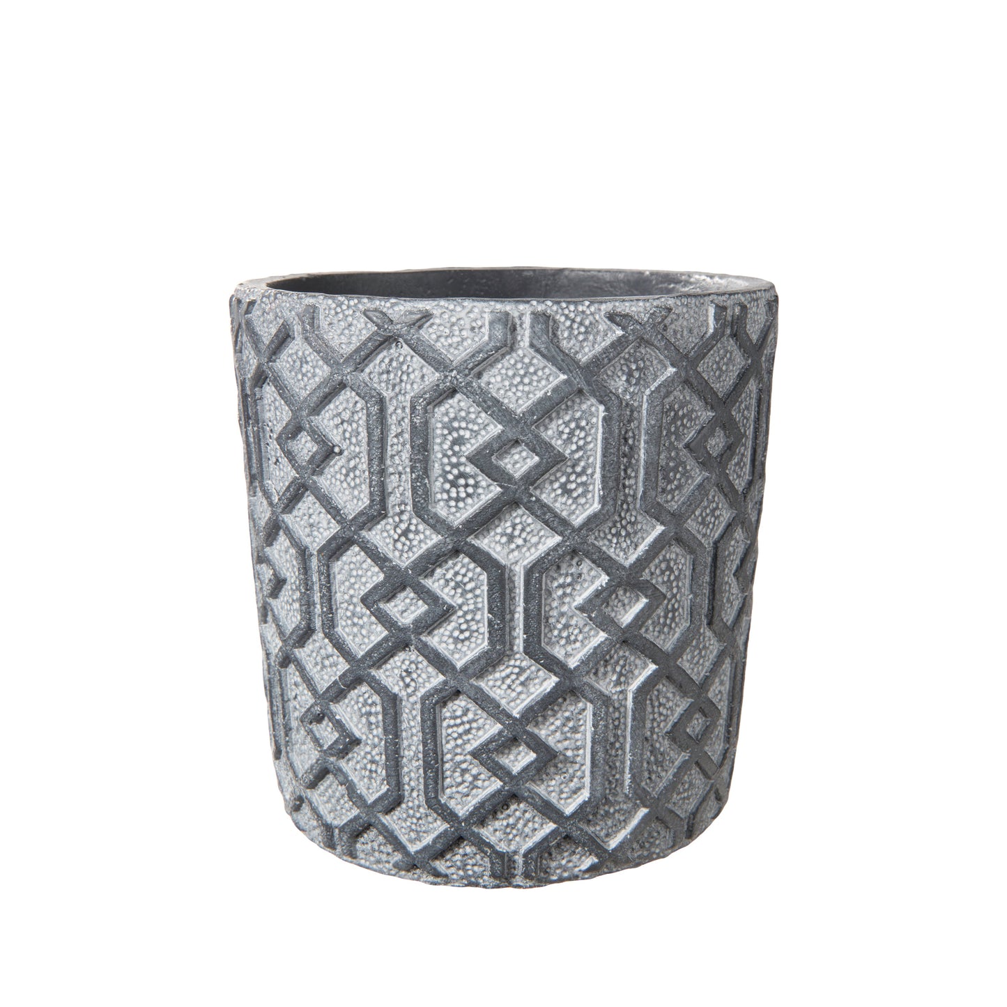 Vida Cement Embossed Round Pot